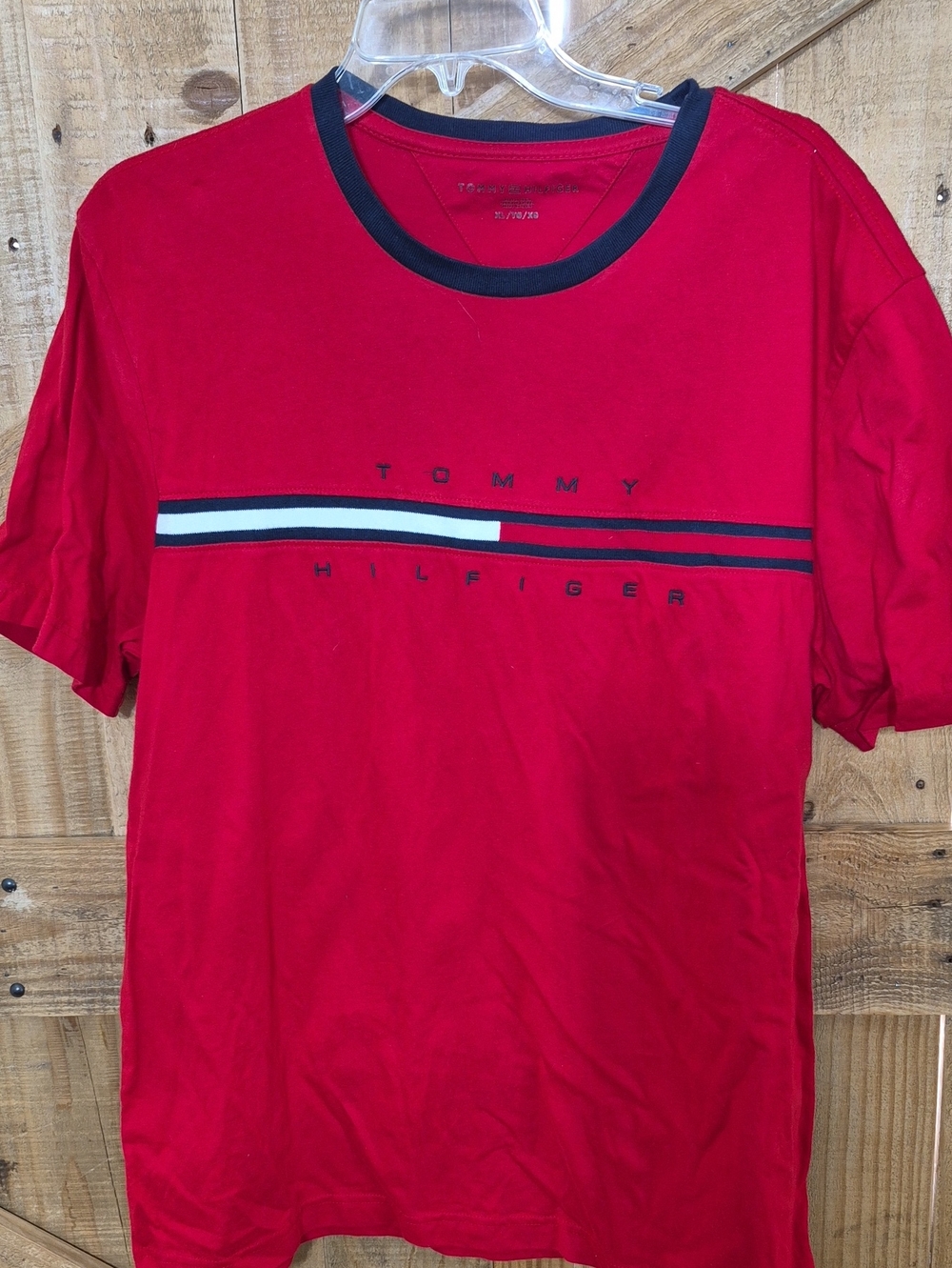 Tommy Hilfiger Red Short Sleeve Logo Stripe Tee